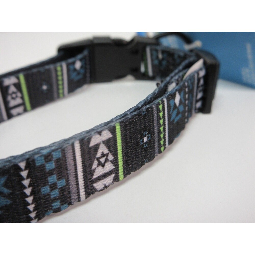 Dog Collar Vibrant Life Medium Blue Aztec Adjustable 14"-20" Beagle Poodle New